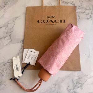 Coach Signature Power Pink UV Protection Mini Umbrella NWT
